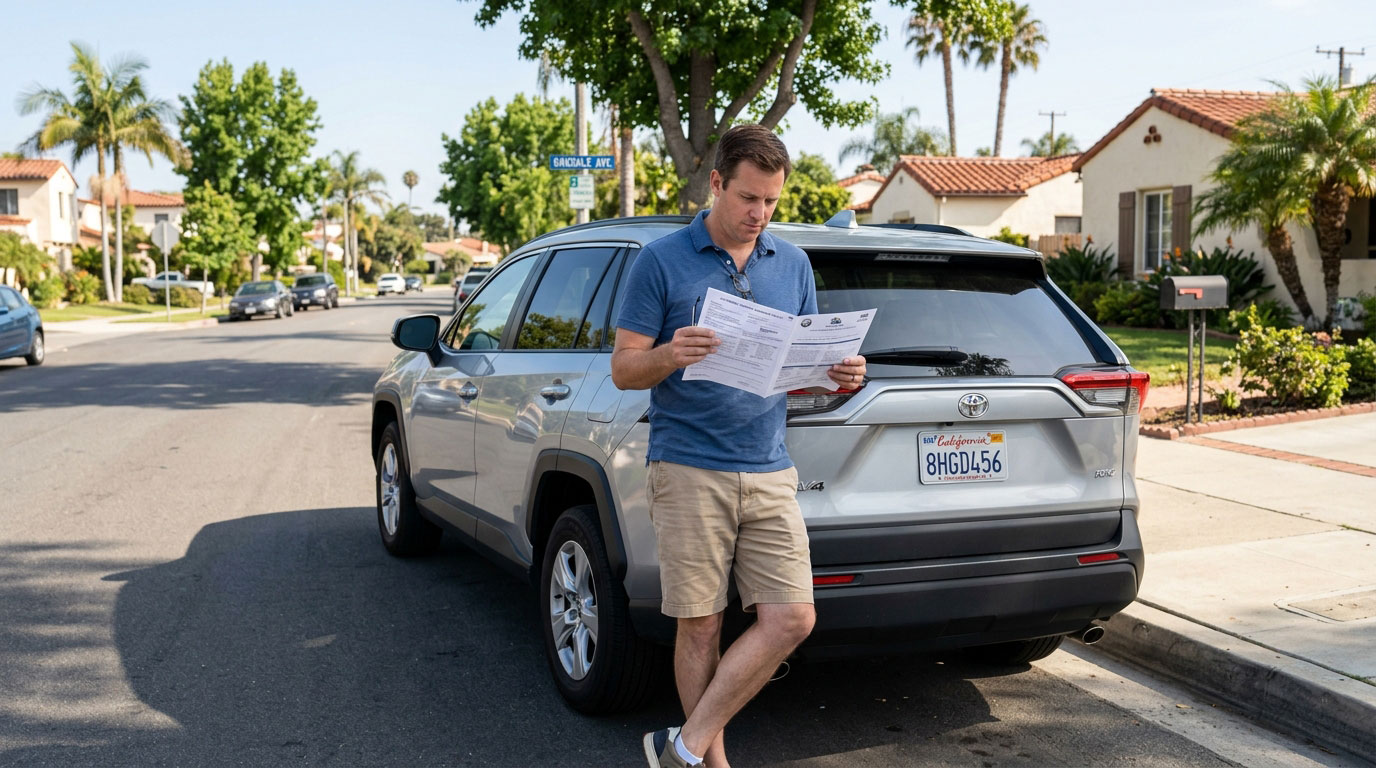 California driver reviewing liability insurance coverage