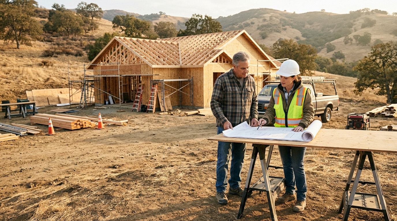 California homeowner reviewing rebuilding costs and insurance coverage after wildfire damage